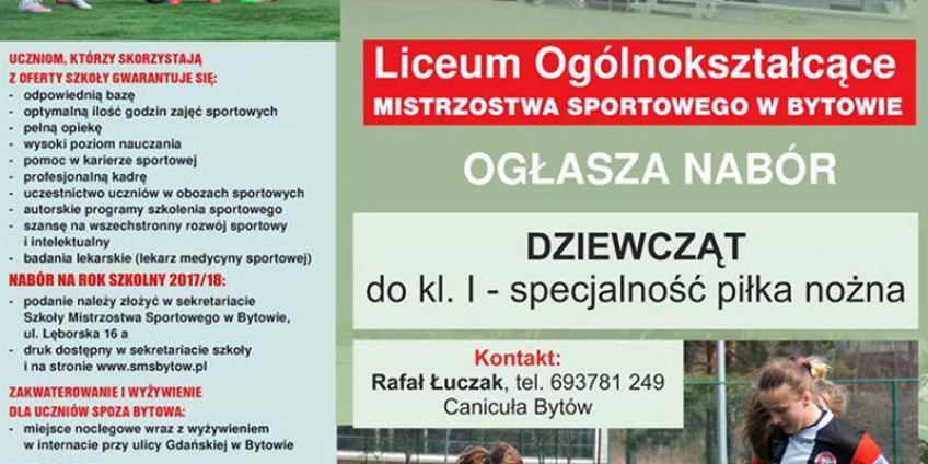 Licealna klasa dla piłkarek w Bytowie